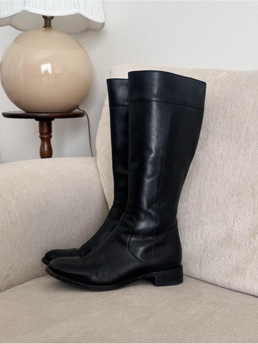 Cole Haan Black Leather Boots 8.5 Knee High Riding Minimalist